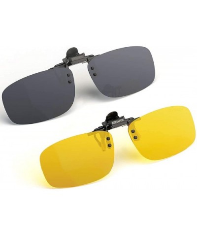 Polarized Clip-on Flip Up Metal Clip Rimless Sunglasses for Prescription Glasses - Black+yellow(day&night) - CD17YH0W6D0 $12....