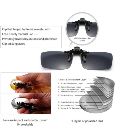 Polarized Clip-on Flip Up Metal Clip Rimless Sunglasses for Prescription Glasses - Black+yellow(day&night) - CD17YH0W6D0 $12....