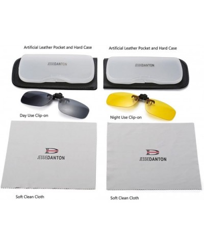 Polarized Clip-on Flip Up Metal Clip Rimless Sunglasses for Prescription Glasses - Black+yellow(day&night) - CD17YH0W6D0 $12....