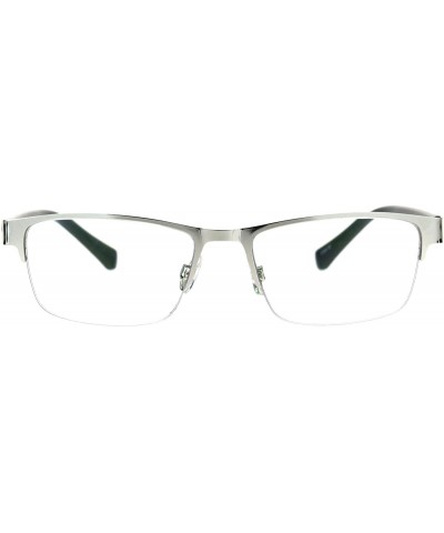 Mens Half Metal Rim Rectangular Multi 3 Power Focus Progressive Reading Glasses - Silver - CH1822OHKAW $8.37 Square