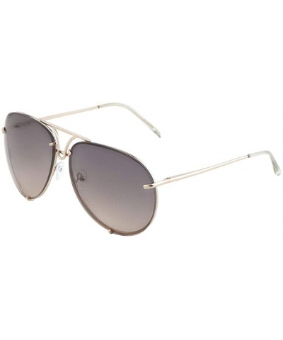 Oceanic Color Bracket Frame Rimless Curved Round Aviator Sunglasses - Brown - CO190MQQKUM $9.43 Rimless