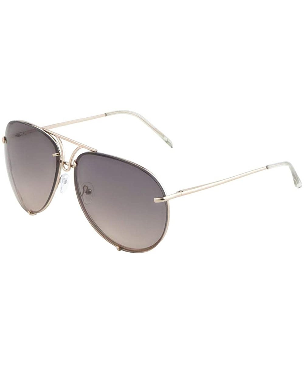 Oceanic Color Bracket Frame Rimless Curved Round Aviator Sunglasses - Brown - CO190MQQKUM $9.43 Rimless