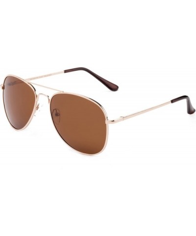 Polarized Sunglasses Classic Aviator Flash Full Mirror Lens Spring Hinge UV Protection - Gold/Brown - CV12LO7UZP9 $5.67 Aviator