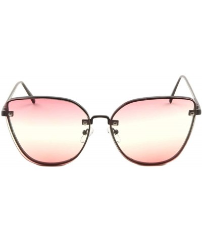 Triple Oceanic Color Cat Eye Aviator Sunglasses - Pink Black - C2190ETQIIT $12.20 Aviator