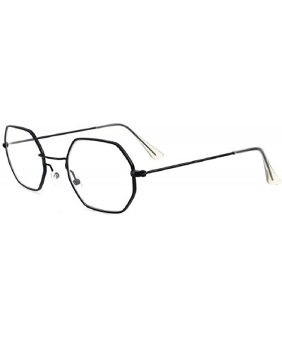 Hipster Square Frame Sunglasses Retro Hexagon Metallic Transparent Ocean Piece Sun Eyewear - Black & Transparent - CH18R4QTXS...