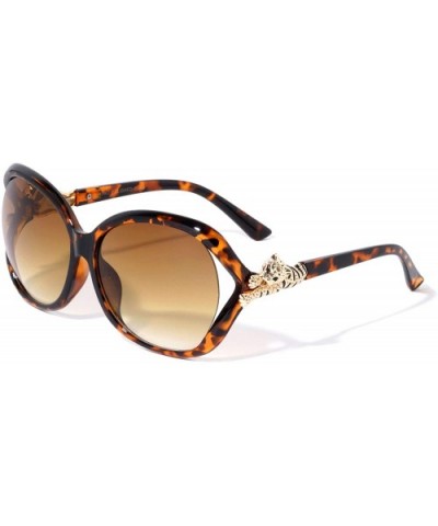 Round Butterfly Tiger Temple Designer Sunglasses - Amber Demi - C419762870A $12.47 Round