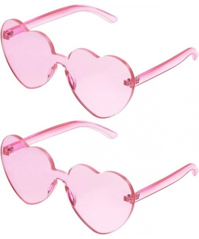 2 Pieces Heart Shape Rimless Sunglasses Transparent Candy Color Frameless Glasses Love Eyewear - Light Pink - CQ196OOI6LC $5....