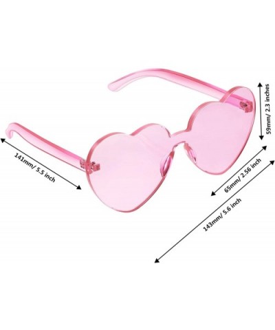 2 Pieces Heart Shape Rimless Sunglasses Transparent Candy Color Frameless Glasses Love Eyewear - Light Pink - CQ196OOI6LC $5....