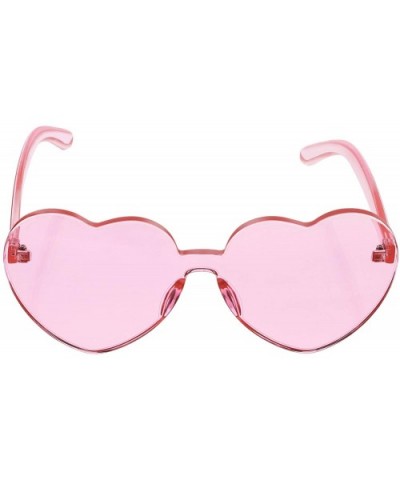 2 Pieces Heart Shape Rimless Sunglasses Transparent Candy Color Frameless Glasses Love Eyewear - Light Pink - CQ196OOI6LC $5....