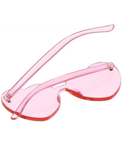 2 Pieces Heart Shape Rimless Sunglasses Transparent Candy Color Frameless Glasses Love Eyewear - Light Pink - CQ196OOI6LC $5....