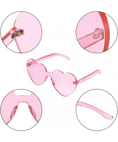 2 Pieces Heart Shape Rimless Sunglasses Transparent Candy Color Frameless Glasses Love Eyewear - Light Pink - CQ196OOI6LC $5....