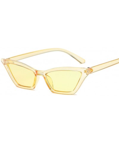 Women Fashion CAT Eye Sunglasses Retro Small Frame UV400 Eyewear Vintage - Yellow&yellow - C218O4YWH8U $8.16 Cat Eye