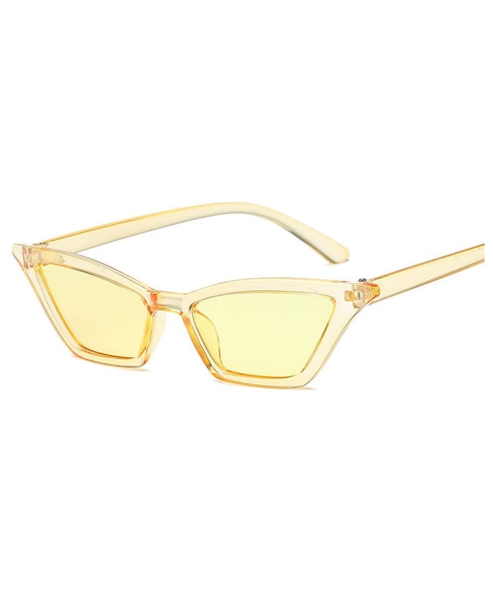 Women Fashion CAT Eye Sunglasses Retro Small Frame UV400 Eyewear Vintage - Yellow&yellow - C218O4YWH8U $8.16 Cat Eye