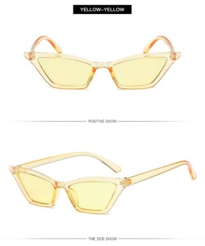 Women Fashion CAT Eye Sunglasses Retro Small Frame UV400 Eyewear Vintage - Yellow&yellow - C218O4YWH8U $8.16 Cat Eye