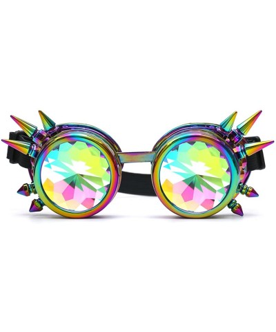 Spiked Goggles with Steampunk Kaleidoscope Lenses Rave Cosplay Colorful - Purple - CP18HLS2LH8 $8.44 Goggle