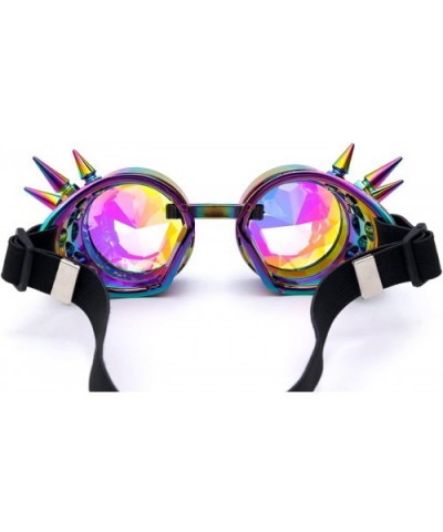 Spiked Goggles with Steampunk Kaleidoscope Lenses Rave Cosplay Colorful - Purple - CP18HLS2LH8 $8.44 Goggle