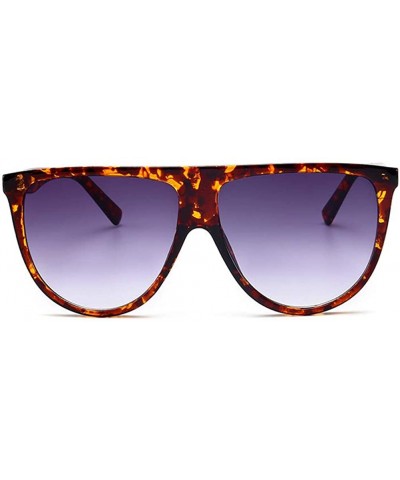 Sunglasses for Women Fashion Round Large Frame Flat Top Siamese Retro Gradient Lens UV400 - Leopard Print - CH18SCL0C2C $9.29...