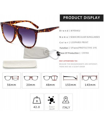 Sunglasses for Women Fashion Round Large Frame Flat Top Siamese Retro Gradient Lens UV400 - Leopard Print - CH18SCL0C2C $9.29...