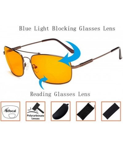 Blue Blocking Orange Tinted Bifocal Glasses for Reading Computer Screen Men Bendable Titanium - 1805-brown - C718ZGWALUU $36....