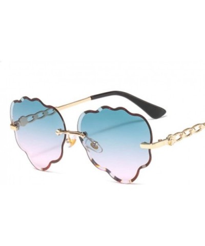 Wave Pattern Color Frameless Sunglasses Fashion Men and Women Visor Mirror - 1 - C4190S4724A $35.44 Sport
