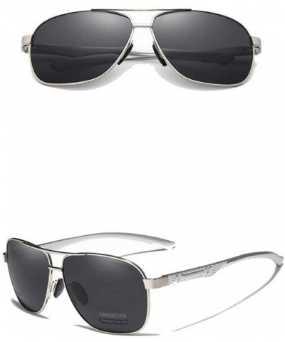 Genuine quality square aviator sunglasses fashion for men Aluminum polarized and UV400 - Silver/Grey - CO18GA4524U $15.97 Avi...