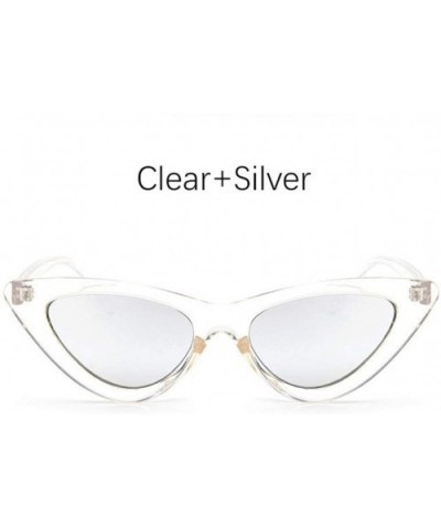 Fashion Sunglasses Vintage Triangular Glasses - Clear Silver - CH199D5Z2TS $15.77 Cat Eye