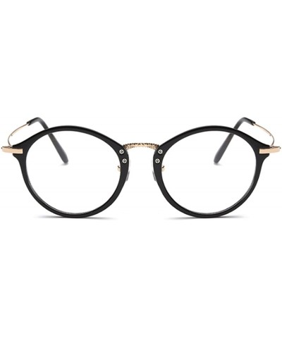 Round Frame Nearsighted Glasses Male Female metal frame resin lenses - Bright Black - CJ18G6TT0WR $23.75 Round