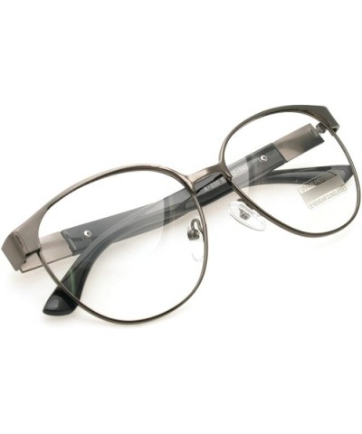 Classic Retro Metal Eyeglasses Frame Clear Lens Top Driving Designer Eyewear - Gray 0307 - C1189AW22LN $7.26 Oversized