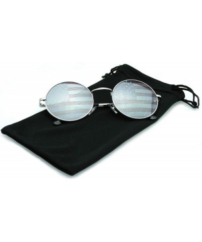 John Lennon Sunglasses Round Shades Gold Frame Mirror Lenses Retro - American Flag - C012OBBNN1X $8.32 Aviator