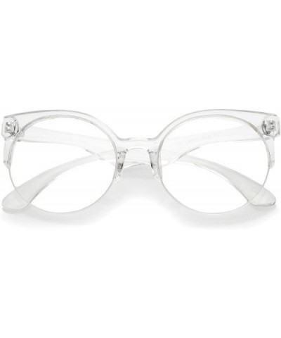 Modern Translucent Frame Round Clear Lens Semi-Rimless Eyeglasses 54mm - Clear / Clear - C812O40F20L $6.40 Round