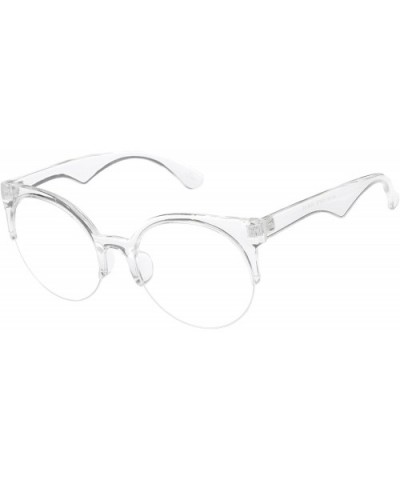 Modern Translucent Frame Round Clear Lens Semi-Rimless Eyeglasses 54mm - Clear / Clear - C812O40F20L $6.40 Round