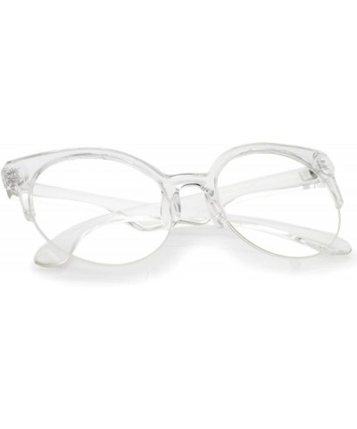 Modern Translucent Frame Round Clear Lens Semi-Rimless Eyeglasses 54mm - Clear / Clear - C812O40F20L $6.40 Round