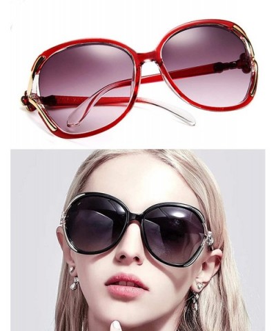 Women's Oversized Non-Polarized Vintage Sunglasses - Wine Red - C018WQKRO94 $5.51 Oversized