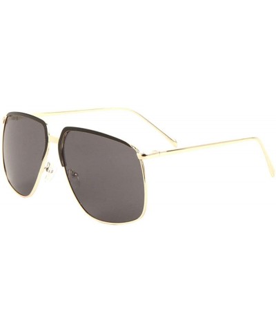 Oversized Geometric Color Brown Piece Thin Frame Aviator Sunglasses - Black - C0197USHXMI $8.73 Oversized