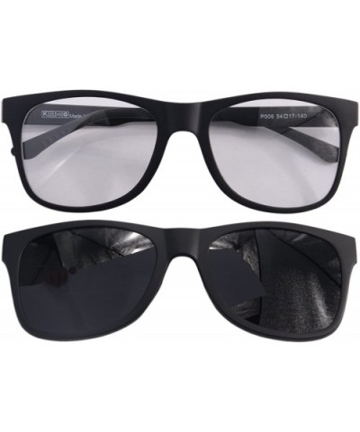 Clear Lens Eyeglasses Frames Polarized Magnetic Clip on Sunglasses - P006 - Black - CG126NWVM2P $21.29 Wayfarer