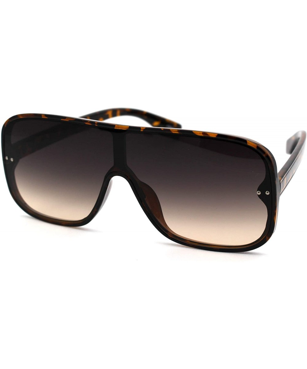 Retro Oversize Shield Flat Top Racer Plastic Mob Sunglasses - Tortoise Smoke - C618WHDKD54 $7.55 Shield