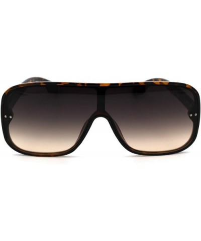 Retro Oversize Shield Flat Top Racer Plastic Mob Sunglasses - Tortoise Smoke - C618WHDKD54 $7.55 Shield