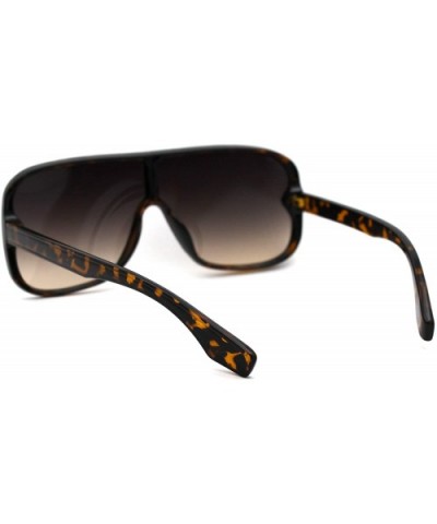 Retro Oversize Shield Flat Top Racer Plastic Mob Sunglasses - Tortoise Smoke - C618WHDKD54 $7.55 Shield