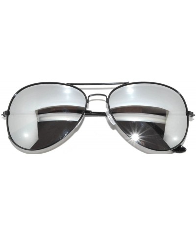Classic Aviator Sunglasses Full Mirror Lens Metal Frame Silver Color UV Protection - Avi_blk_mirror - CU185KI5TD3 $5.18 Aviator