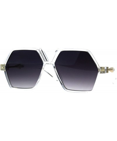 Hexagon Shape Sunglasses Unisex Oversized Flat Top Fashion Shades - Clear (Smoke) - C5180YCRZ4O $5.63 Oversized