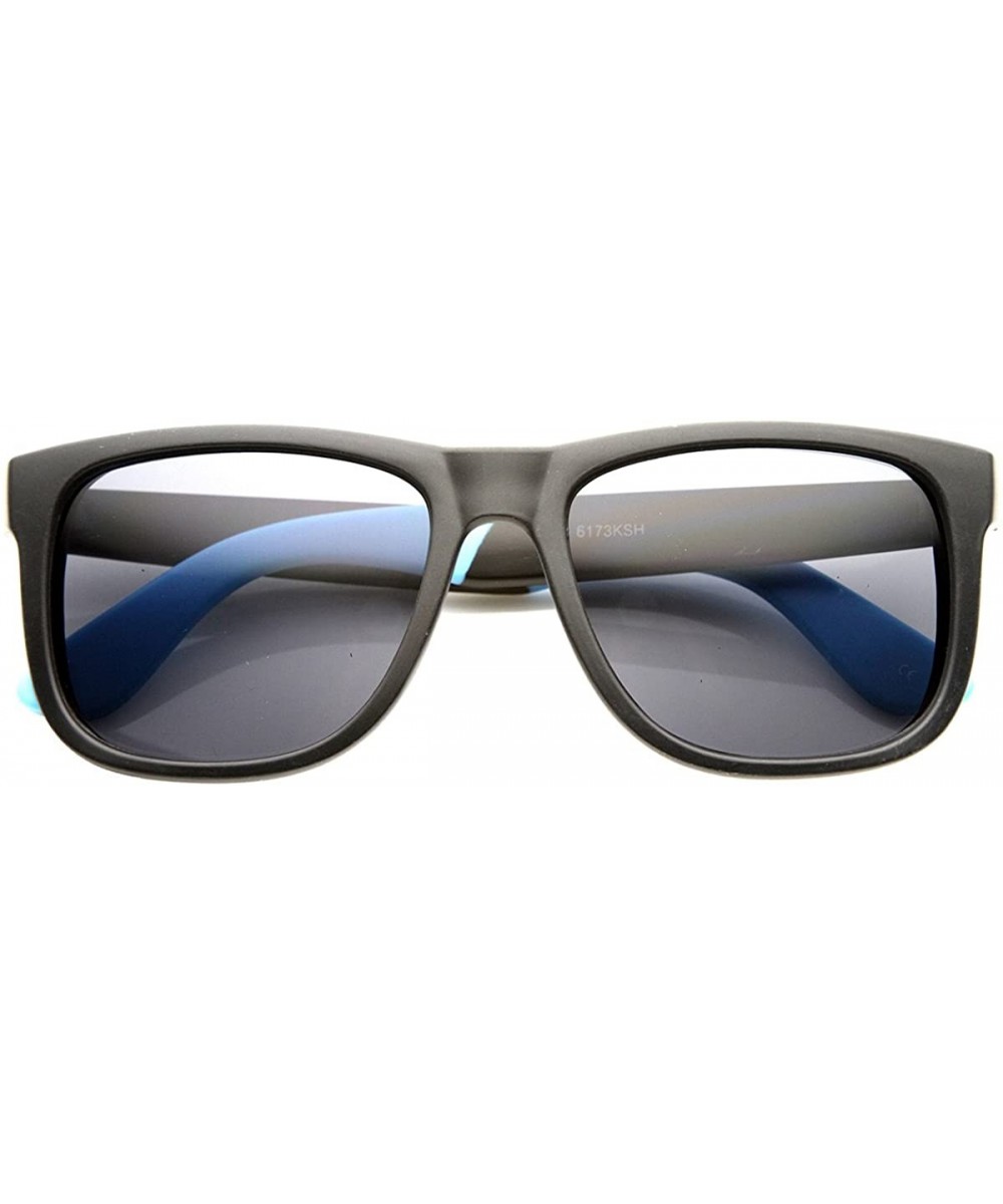 Classic Two-Tone Horn Rimmed Sunglasses - Black-blue Smoke - C311Y9O02GH $5.94 Wayfarer