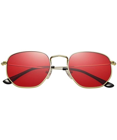 Small Hexagon Flat Lens Sunglasses for Women Men Vintage Hipster Style Polygon Aviator Sun Glasses - C4193K4I5OE $8.24 Shield