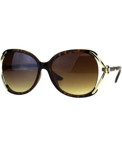 Womens Fashion Sunglasses Rhinestone Flower Accent Designer Style - Tortoise - CQ18H3W5XGN $7.56 Square