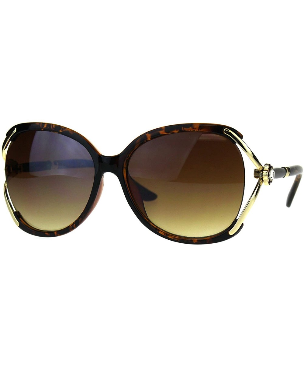 Womens Fashion Sunglasses Rhinestone Flower Accent Designer Style - Tortoise - CQ18H3W5XGN $7.56 Square