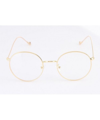 Men Women Metal Frame Aviator Sunglasses Retro Round Clear Lens Glasses - Gold - C31808H84DM $7.46 Round