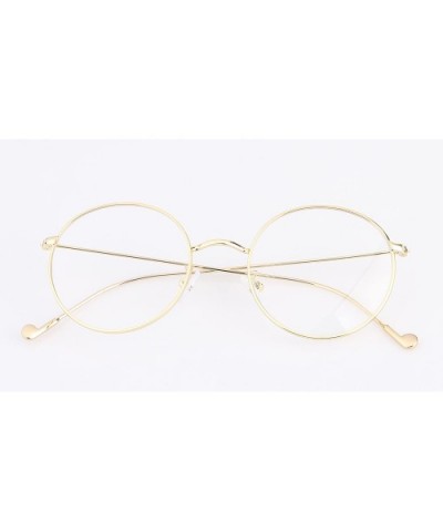 Men Women Metal Frame Aviator Sunglasses Retro Round Clear Lens Glasses - Gold - C31808H84DM $7.46 Round