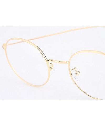 Men Women Metal Frame Aviator Sunglasses Retro Round Clear Lens Glasses - Gold - C31808H84DM $7.46 Round