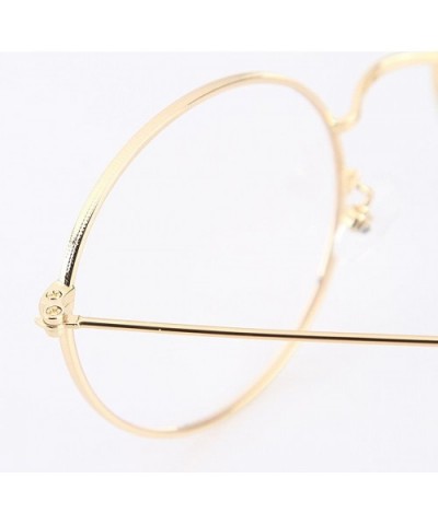 Men Women Metal Frame Aviator Sunglasses Retro Round Clear Lens Glasses - Gold - C31808H84DM $7.46 Round