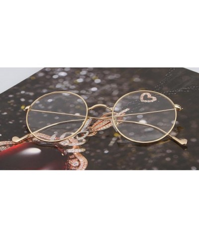 Men Women Metal Frame Aviator Sunglasses Retro Round Clear Lens Glasses - Gold - C31808H84DM $7.46 Round