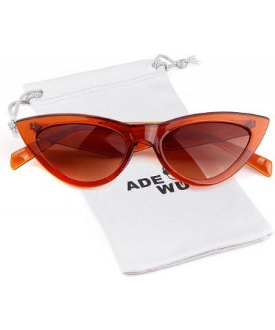 Small Cat Eye Sunglasses Vintage Retro Designer Glasses For Women - Brown - C618H253MUY $7.61 Goggle